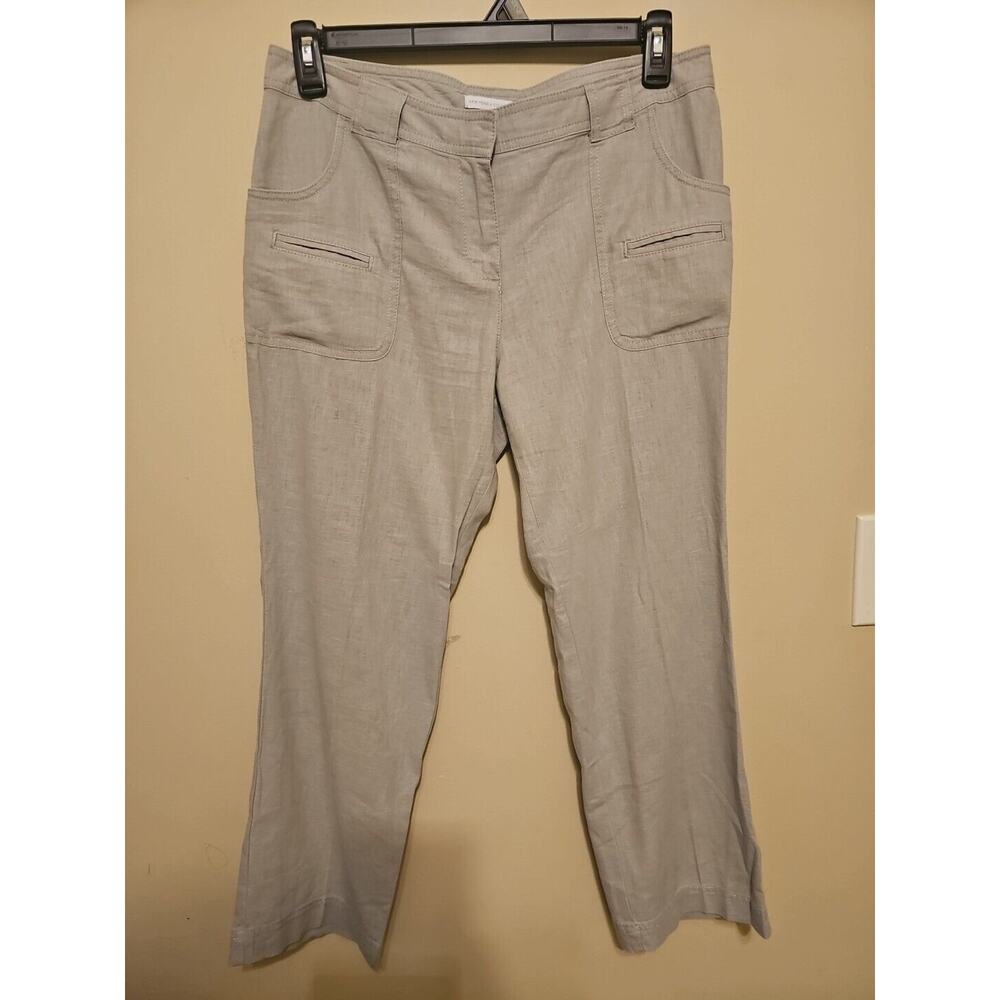 New York & Company Women's Linen/Cotton Ankle Pants Size 8 Light‎ Gray
